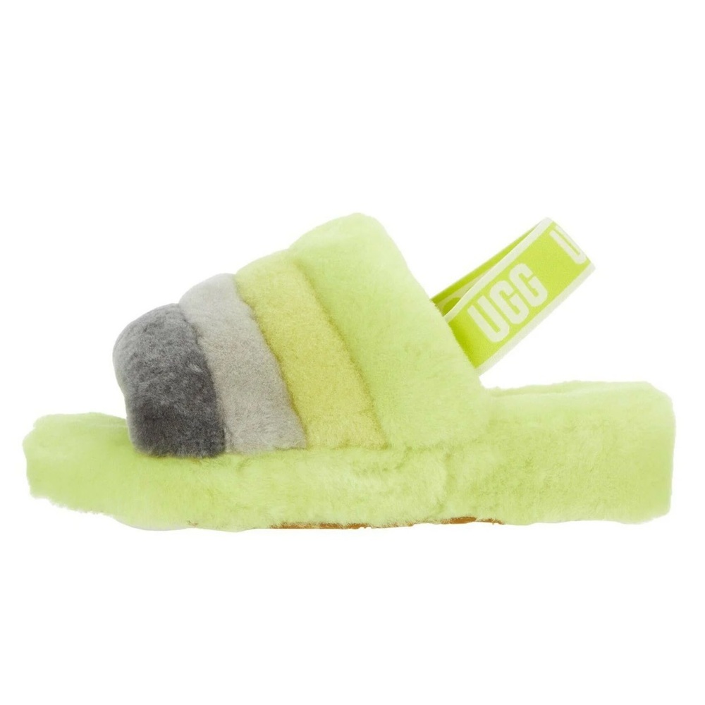 UGG Women's Fluff Yeah Slide Sandals in Sulfur Multi Size 6